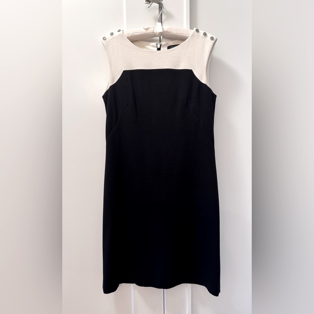 White House Black Market Black and Cream Shift Dress